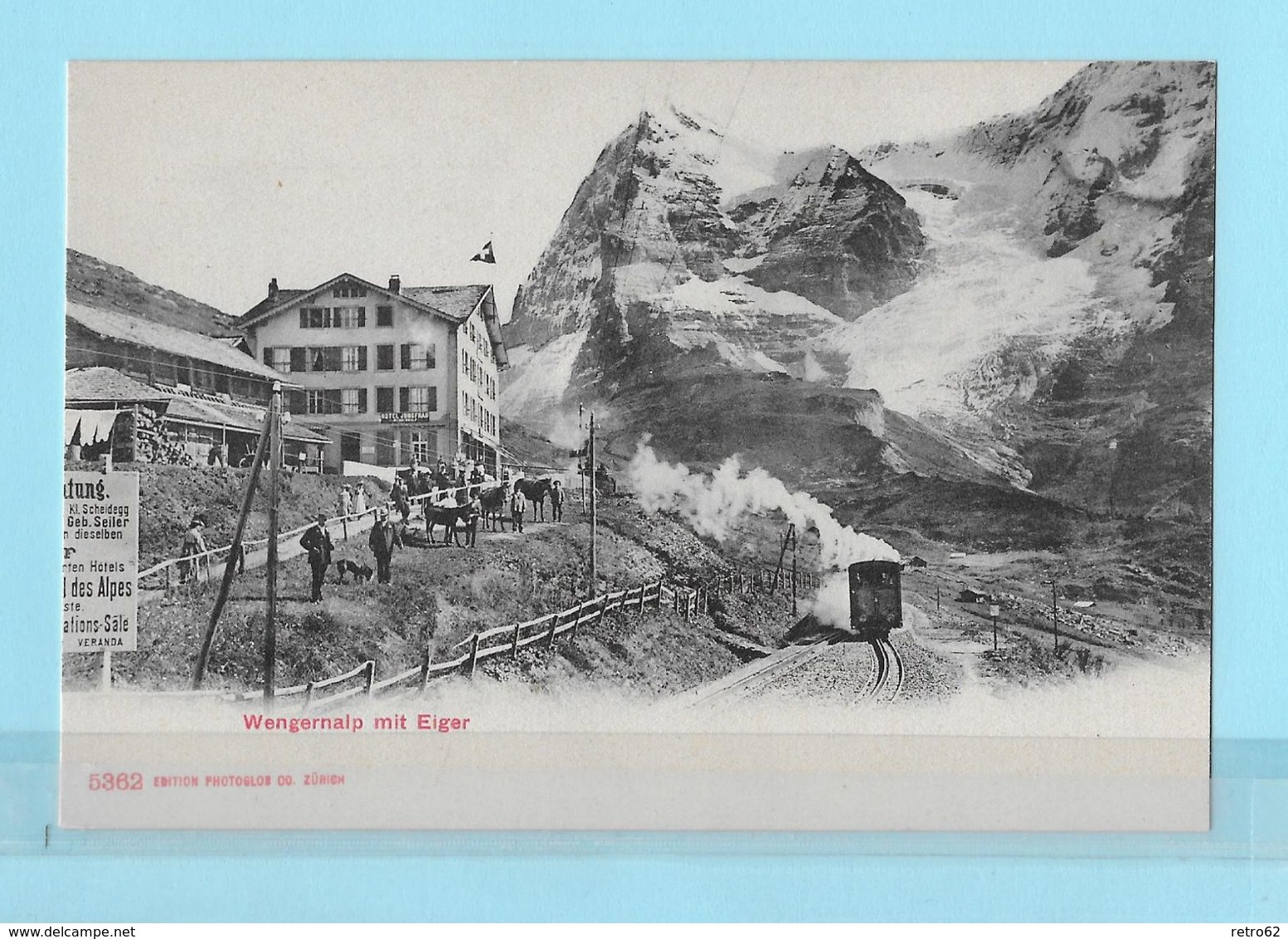 WENGERNALPBAHN → Station Wengernalp, Einfahrender Zug Und Viele Passanten, Ca.1910 - Autres & Non Classés