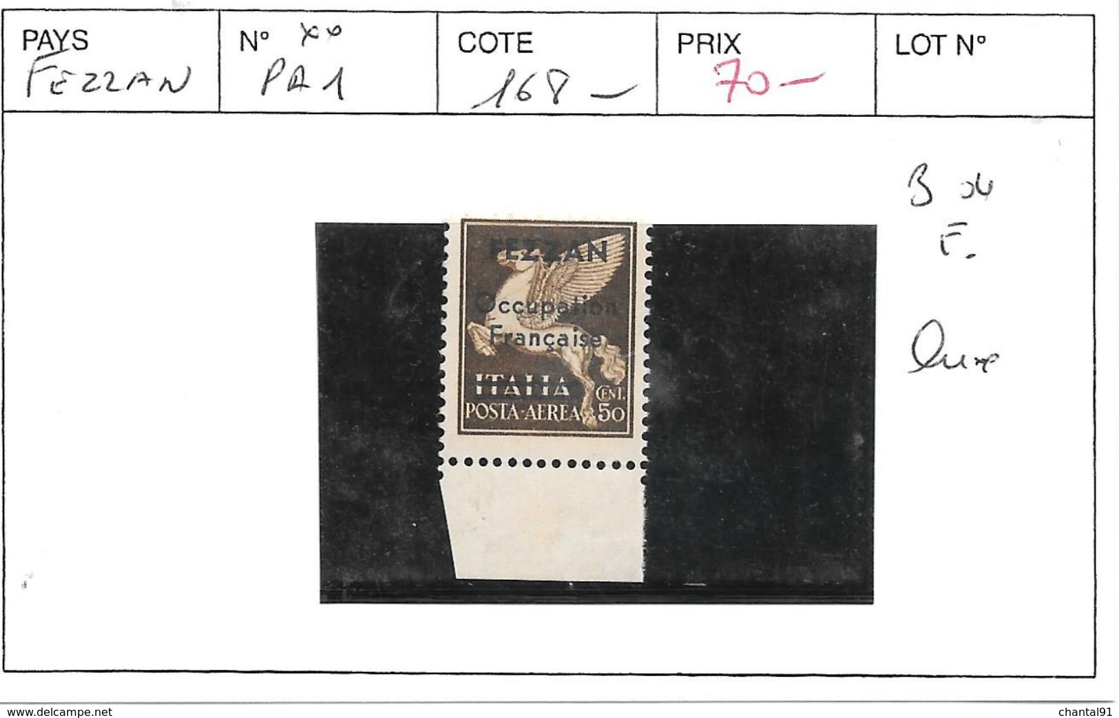 FEZZAN N° PA 1 ** BDF LUXE COTE : 168 € - Unused Stamps