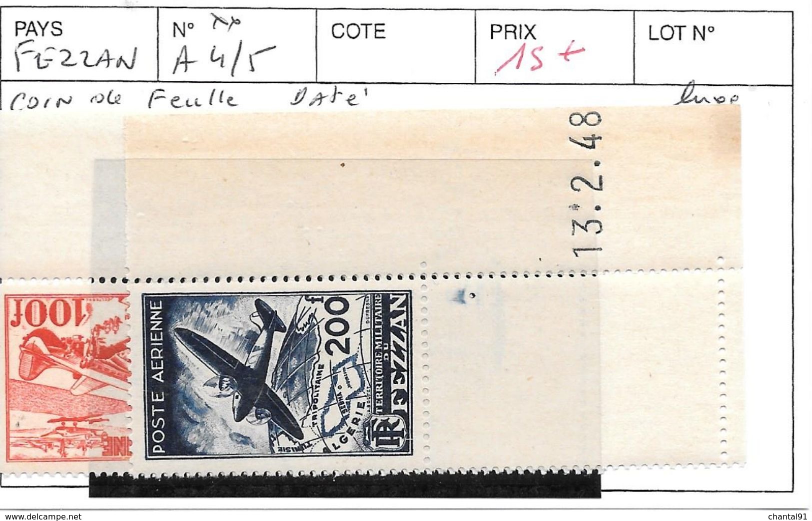 FEZZAN N° A 4/5 FEUILLE DATE - Unused Stamps