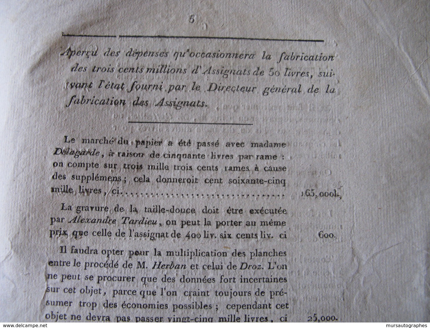 DECRET CONVENTION NATIONALE FABRICATION DE 300 MILLIONS D'ASSIGNATS 1792 REVOLUTION 50 LIVRES - ...-1889 Anciens Francs Circulés Au XIXème