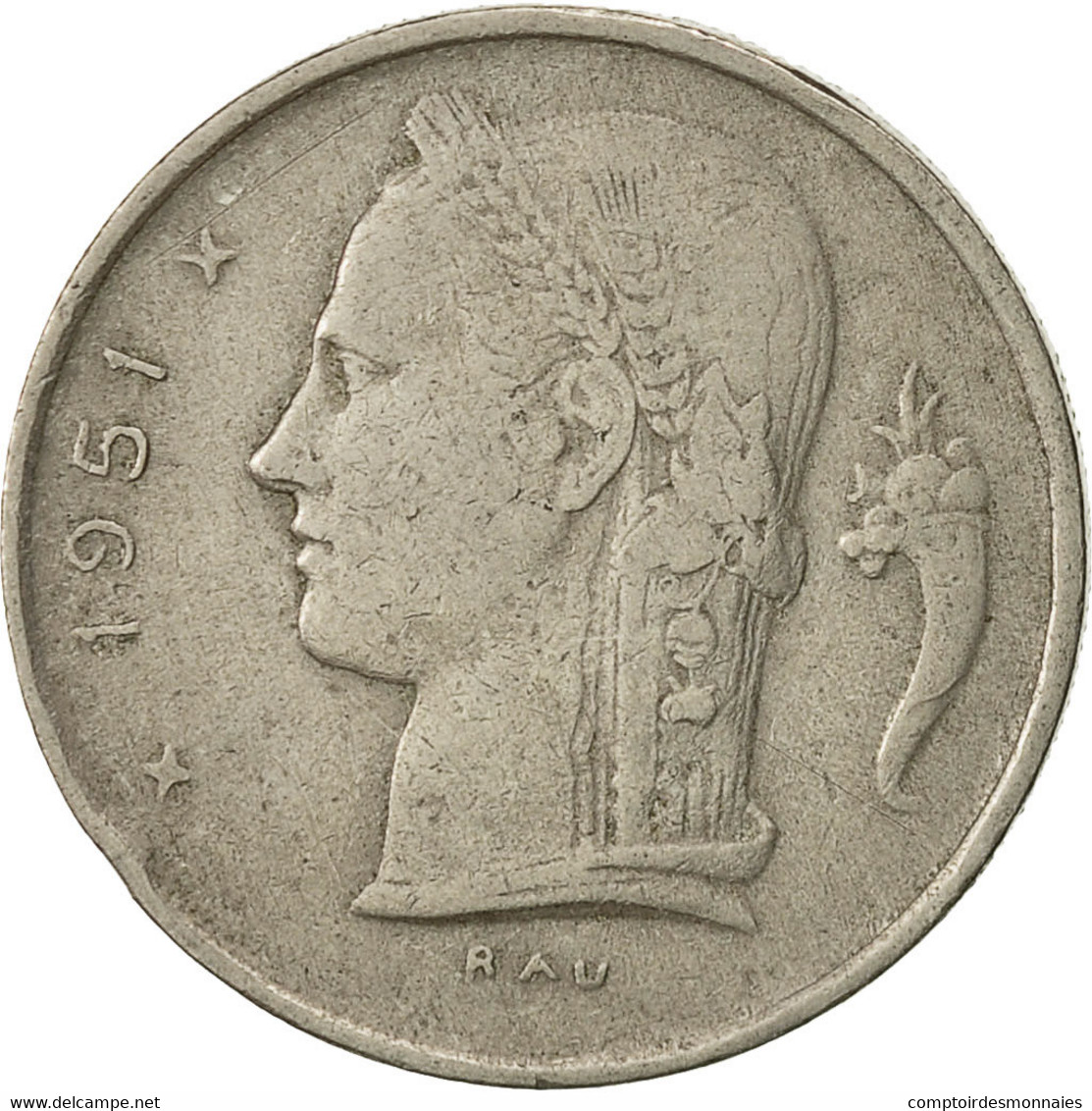 Belgique, Franc, 1951, TTB, Copper-nickel, KM:143.1 - 1 Franc
