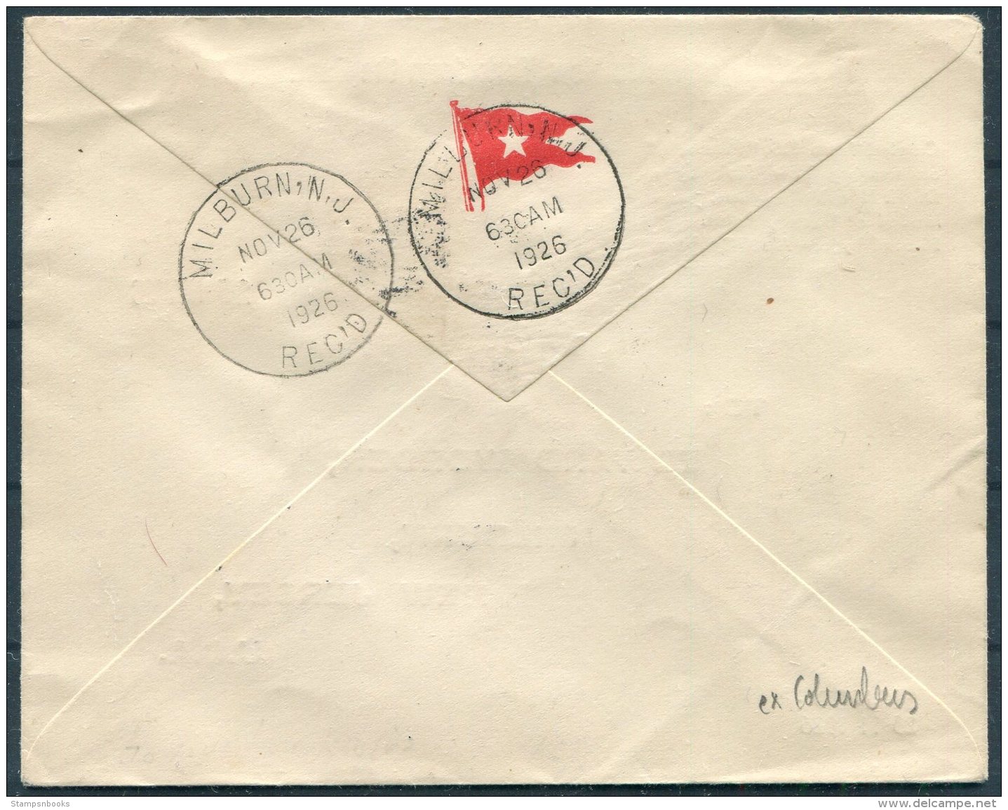 1926 USA S.S. Homeric Ship-to-shore Demonstration Flight Cover. Sir Alan Cobham, White Star Line, Milburn NJ. AAMC 1045 - Brieven En Documenten