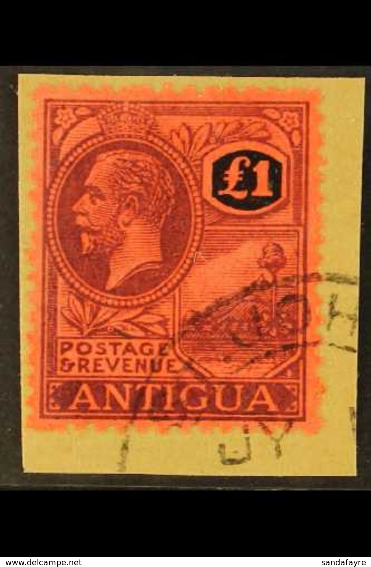 1921-29 £1 Black On Red, Watermark Multi Crown CA, SG 61, Very Fine Used, Tied To Neat Piece. For More Images, Please Vi - Other & Unclassified