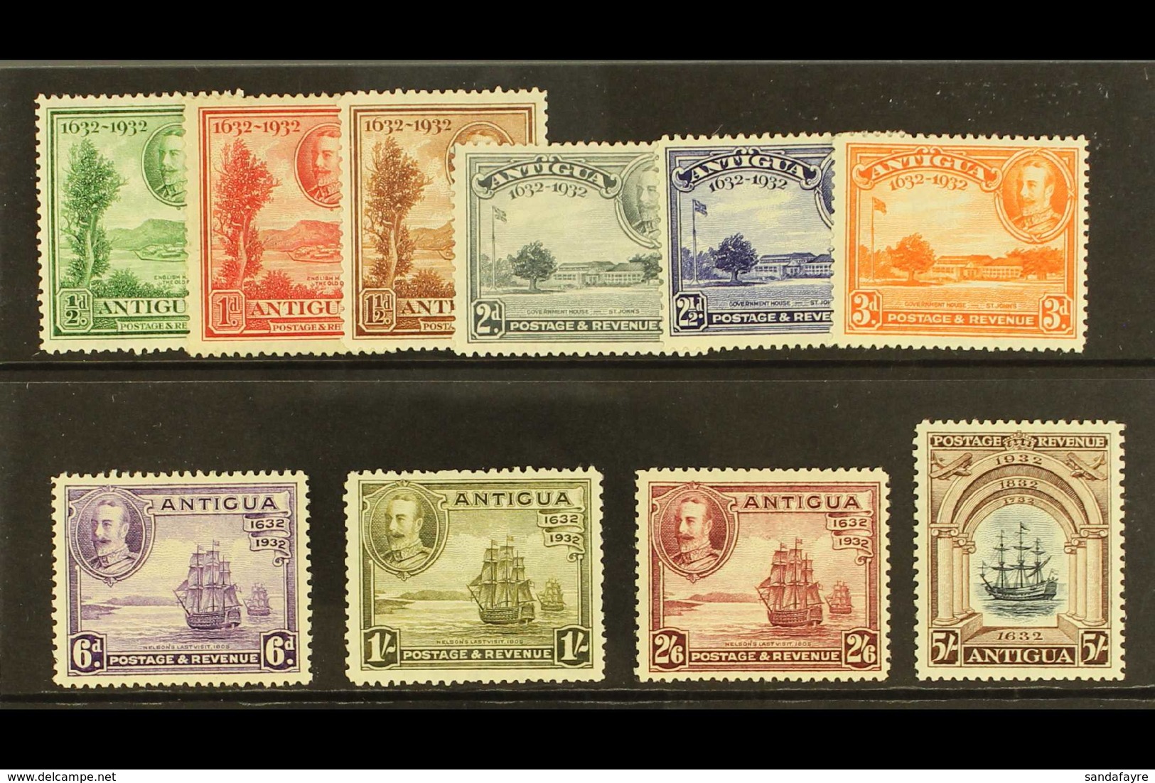 1932 Tercentenary Complete Set, SG 81/90, Fine Mint. (10 Stamps) For More Images, Please Visit Http://www.sandafayre.com - Other & Unclassified