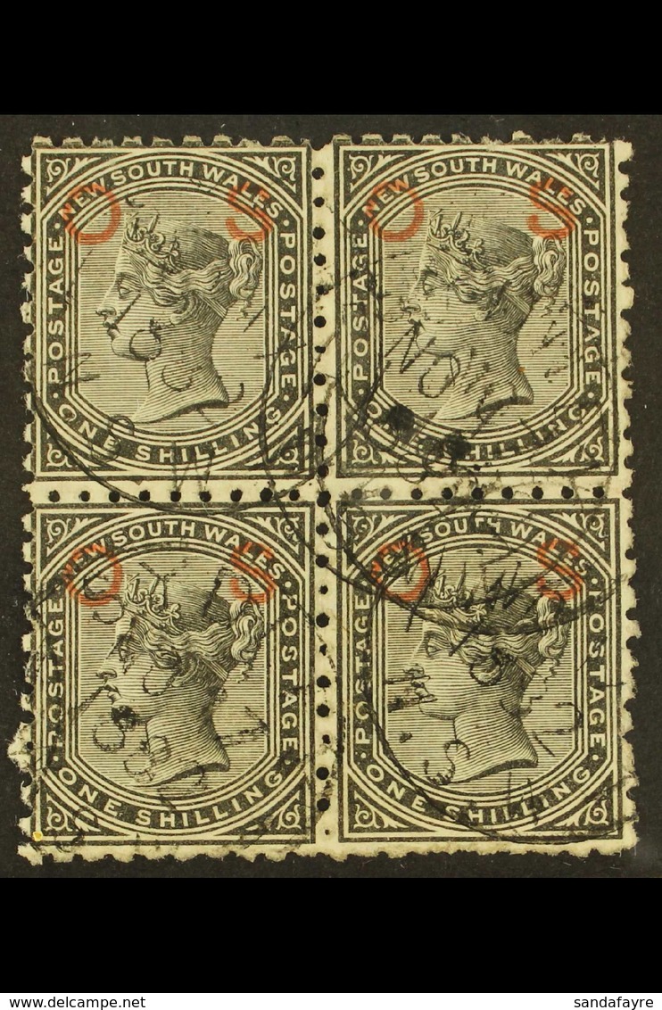 NEW SOUTH WALES OFFICIALS 1879-85 1s Black "OS" Overprint Perf 10, SG O12a, Fine Used BLOCK Of 4, Scarce Multiple. (4 St - Andere & Zonder Classificatie