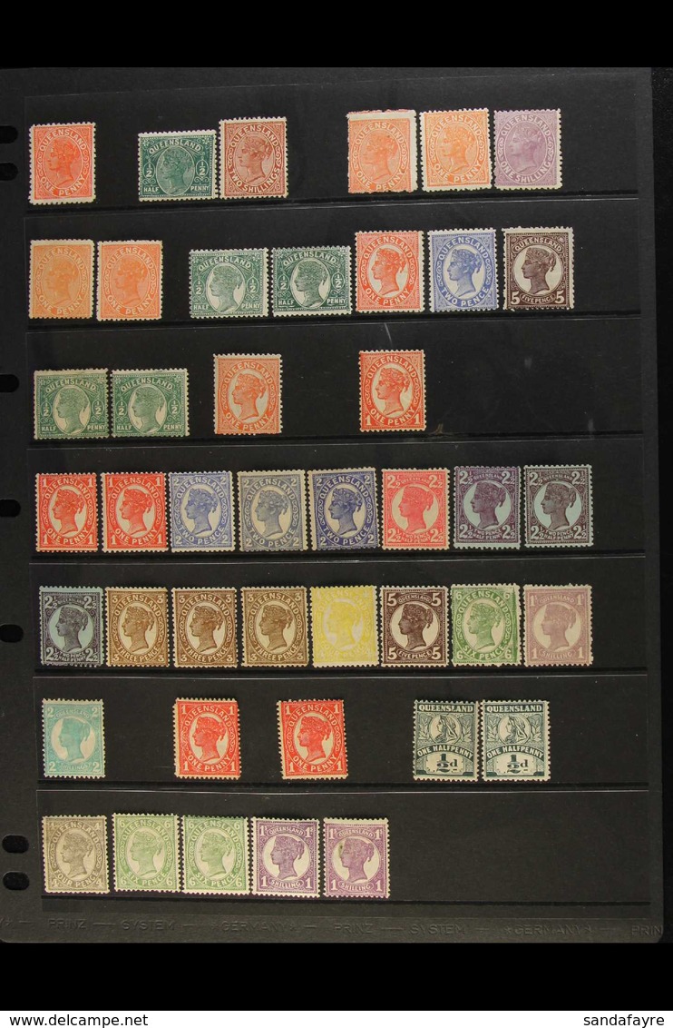 QUEENSLAND 1882-1911 MINT COLLECTION All With Large Part Gum, Incl. 1890 2s Red Brown, 1895 Thick Paper 1s, 1895-96 2d A - Andere & Zonder Classificatie