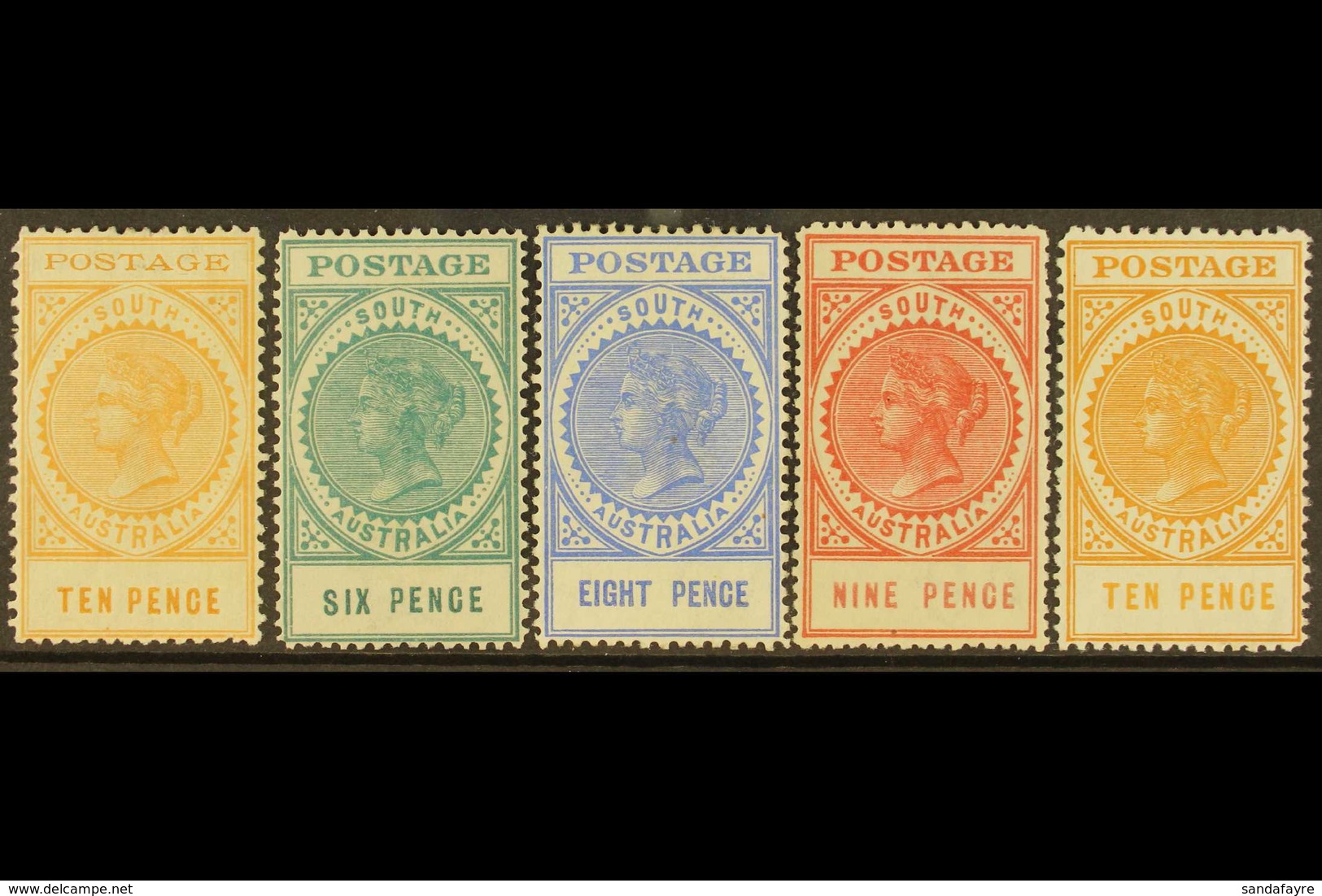 SOUTH AUSTRALIA 1902-11 Queen Victoria "Tall" Types With 1902-04 (thin "POSTAGE") 10d, SG 274, Plus 1904-11 (thick "POST - Andere & Zonder Classificatie