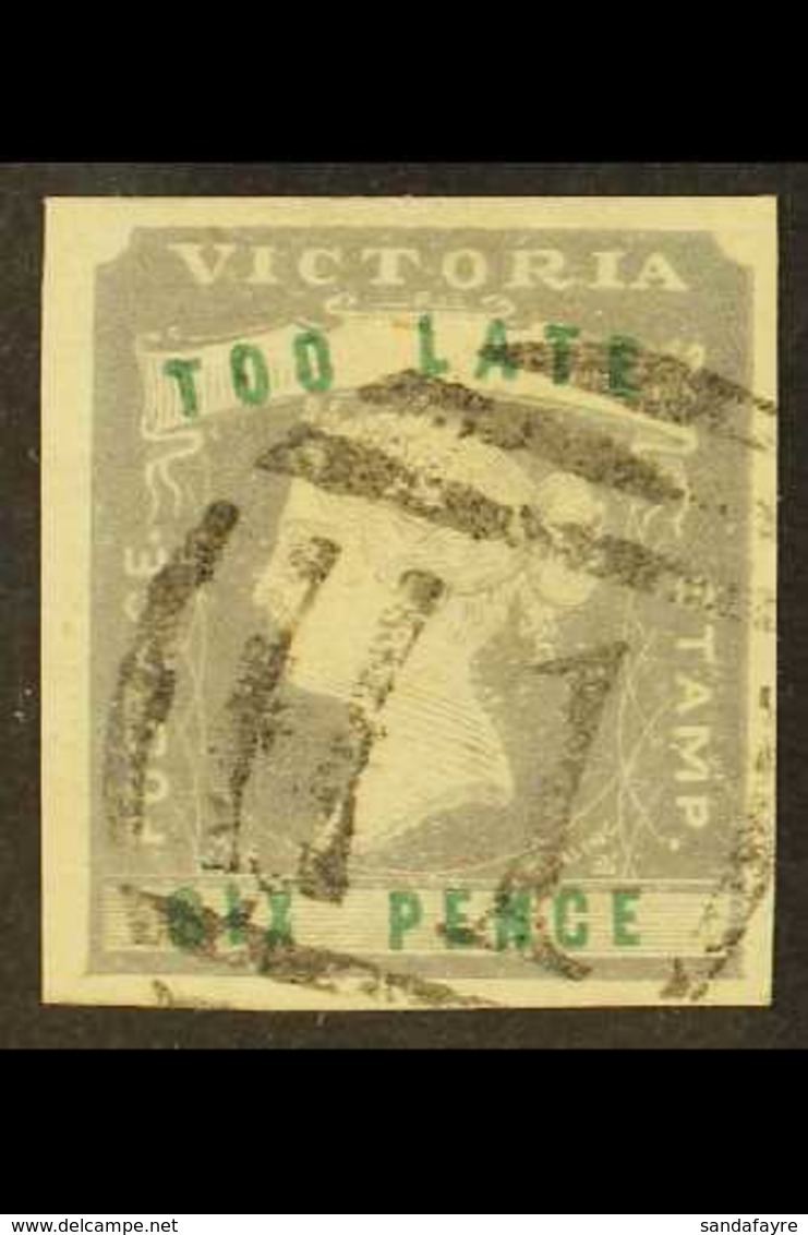 VICTORIA 1854-55 6d Lilac & Green "TOO LATE" Imperf, SG 33, Superb Used With Clear "1" Numeral Postmark, Four Large Marg - Autres & Non Classés