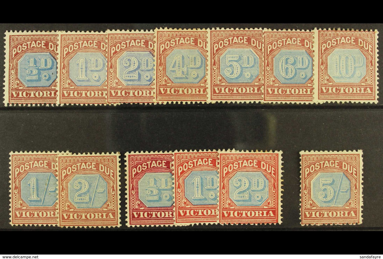 VICTORIA 1890-94 Postage Due Set, SG D1/10, Plus Shade Changes Of ½d, 1d And 2d, Fresh Mint. (13) For More Images, Pleas - Andere & Zonder Classificatie