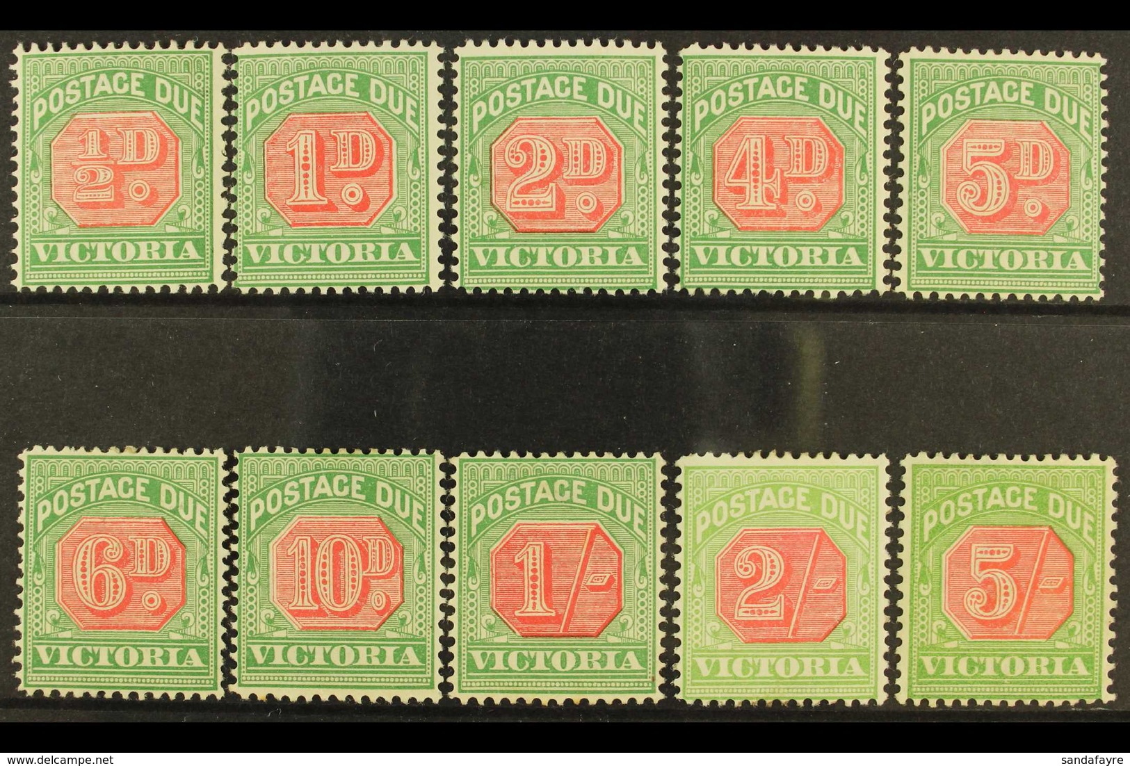 VICTORIA 1895-96 Postage Due Set, SG D11/20, Fine Mint. (10) For More Images, Please Visit Http://www.sandafayre.com/ite - Andere & Zonder Classificatie