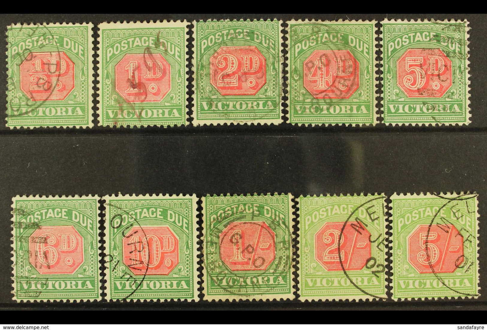 VICTORIA 1895-96 Postage Due Set, SG D11/20, Fine Used, The 10d, 2s And 5s Are C.t.o. (10) For More Images, Please Visit - Andere & Zonder Classificatie