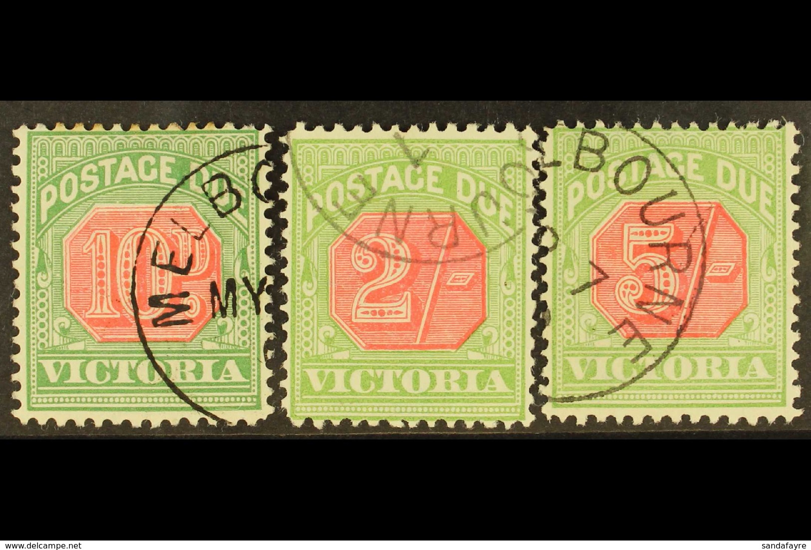 VICTORIA 1895-96 Postage Due 10d, 2s And 5s, SG D17, 19/20, Fine C.t.o. (3) For More Images, Please Visit Http://www.san - Autres & Non Classés