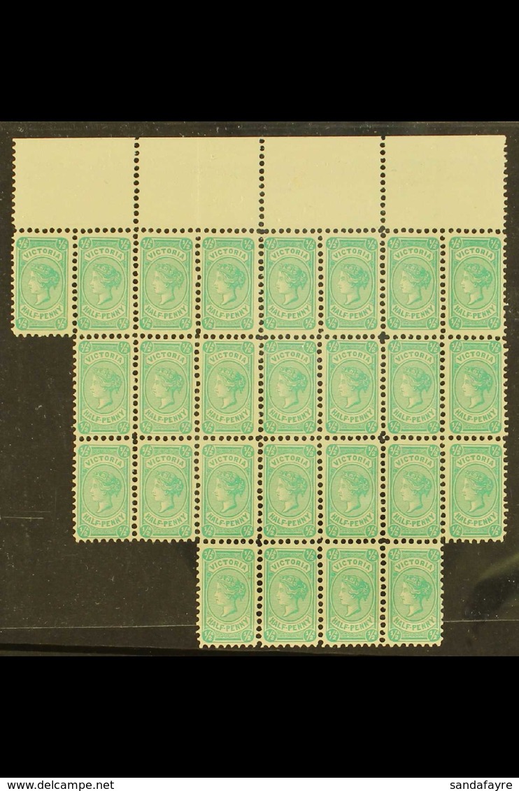VICTORIA 1901-10 ½d Blue-green, Die I, Wmk Sideways, SG 384, Never Hinged Mint Irregular Block Of 26 From Top Margin. Fo - Other & Unclassified