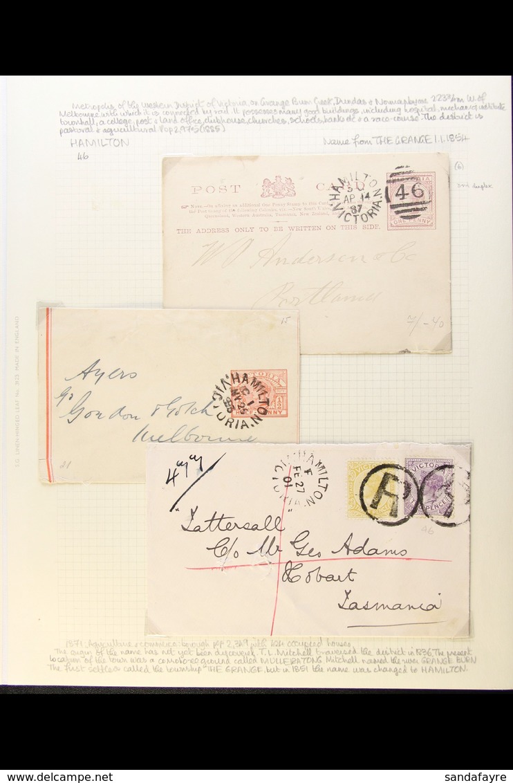 VICTORIA HAMILTON POSTAL HISTORY Collection Of Covers (incl Registered), Postal Cards, Lettercards & Wrappers Spanning 1 - Andere & Zonder Classificatie