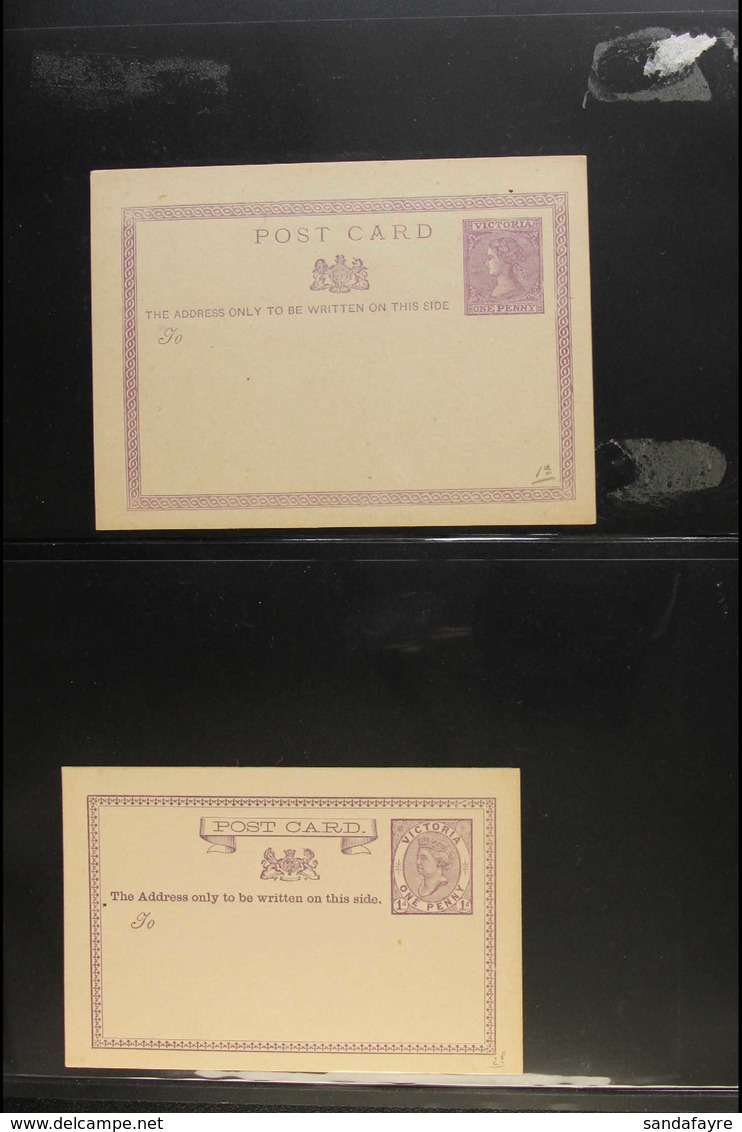 VICTORIA POSTAL STATIONERY (POSTAL CARDS) 1876-1900 Mostly All Different Collection Of Unused Cards And Two Part Reply C - Andere & Zonder Classificatie