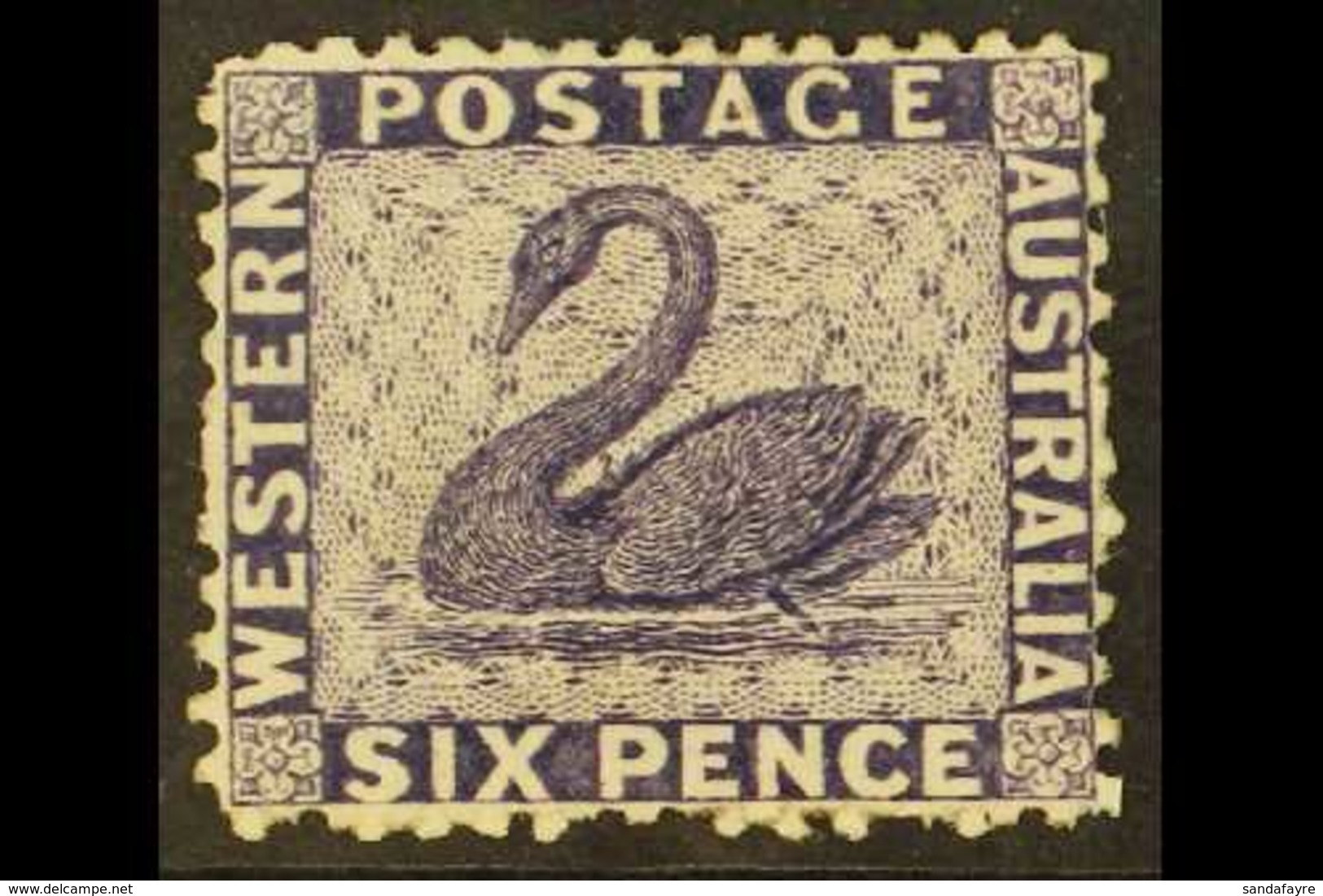 WESTERN AUSTRALIA 1864-79 6d Violet Perf 12½ WATERMARK SIDEWAYS Variety, SG 57b, Fine Mint, Very Fresh & Rare. For More  - Autres & Non Classés