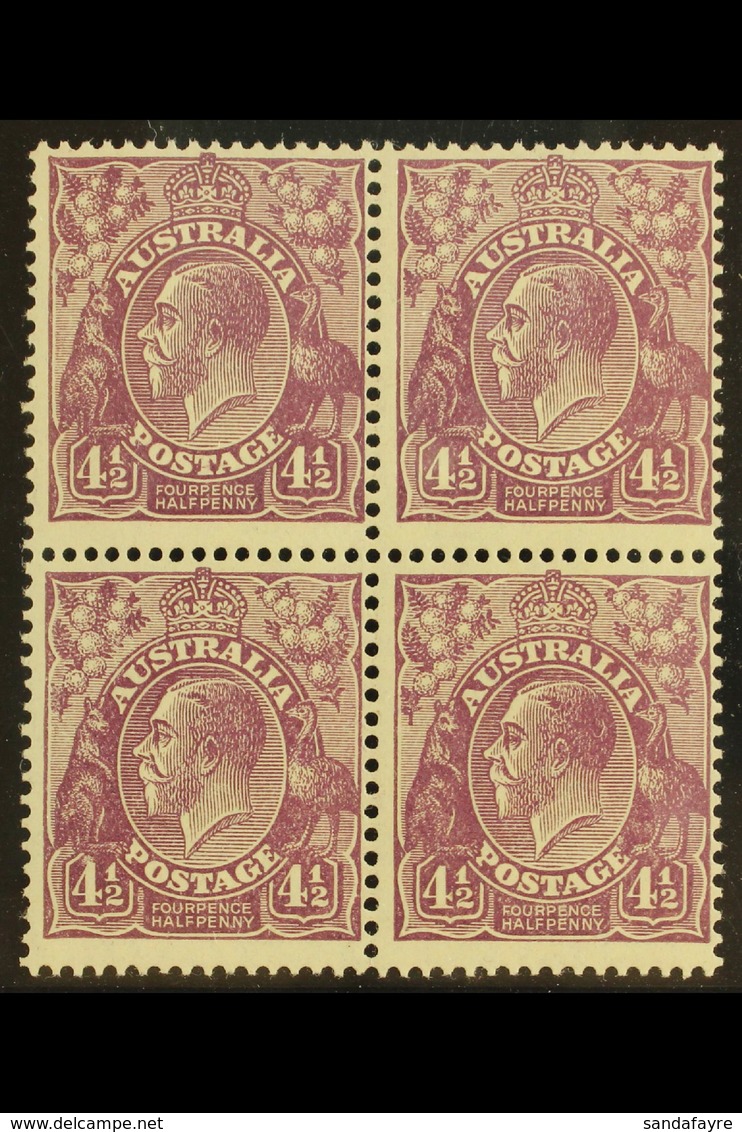 1926-30 4½d Violet KGV, Perf 13½x12½, SG 103, BLOCK OF FOUR Never Hinged Mint. For More Images, Please Visit Http://www. - Andere & Zonder Classificatie