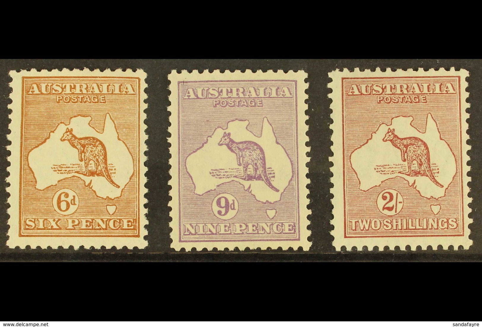 1929-30 MINT ROO 6d, 9d, And 2s Kangaroo's, SG 107, 108, And 110, A Fine Mint Group. (3 Stamps) For More Images, Please  - Andere & Zonder Classificatie