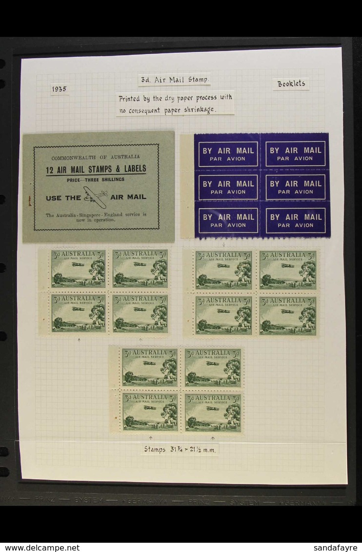 1930-35 AIR MAIL BOOKLET An "exploded" 3s Black On Pale Green (1930) Air Post Booklet, SG SB24a, Brusden-White B 21b, Ne - Andere & Zonder Classificatie