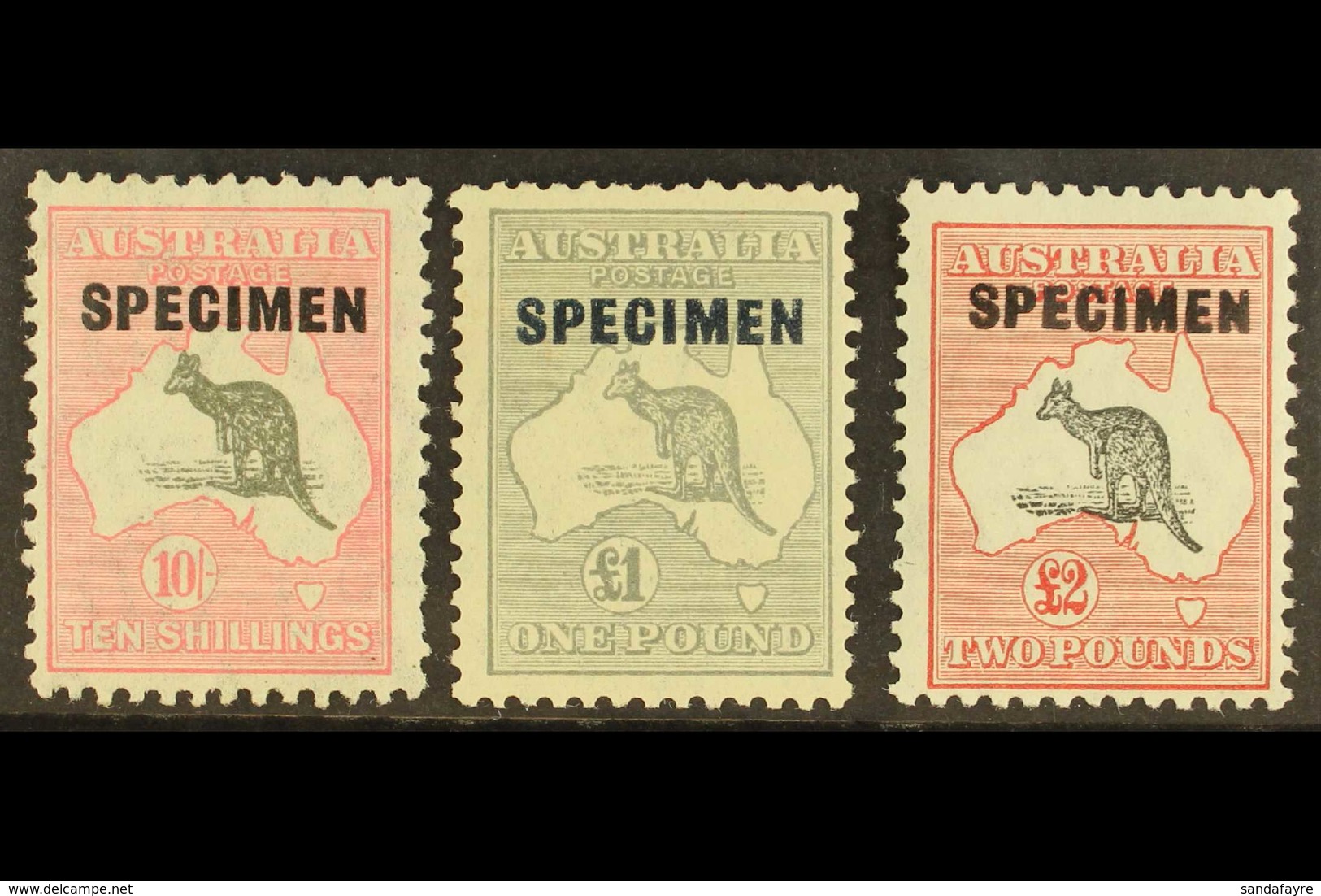 1931-36 10s, £1, And £2 Kangaroo's With "SPECIMEN" Overprints Set, SG 136s/138s, Fine Mint. (3 Stamps) For More Images,  - Sonstige & Ohne Zuordnung