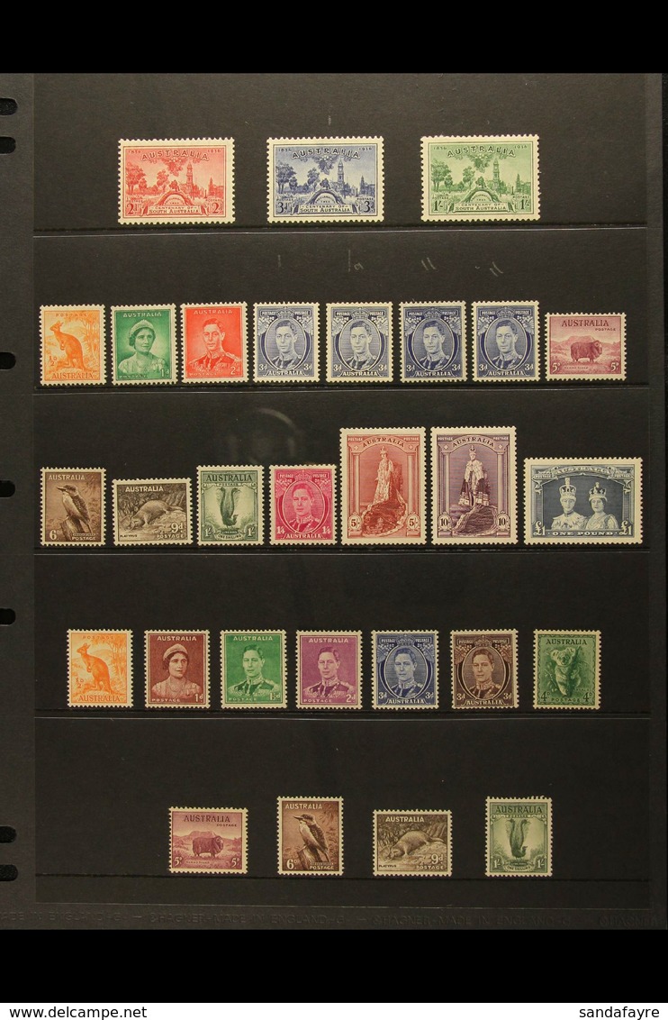 1936-49 VERY FINE MINT SELECTION Presented On A Stock Page. Includes 1936 South Australia Centenary Set, Defins Include  - Andere & Zonder Classificatie