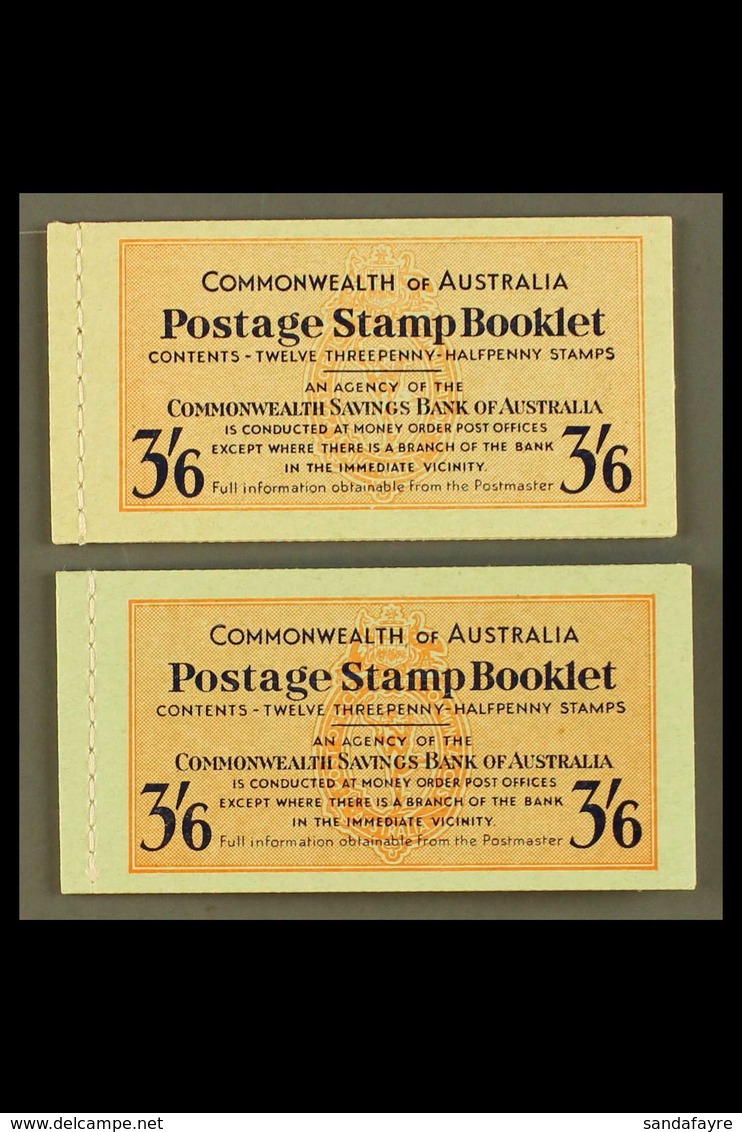 1952 BOOKLET SET 3s6d Vermillion & Deep Blue On Green Cover Booklets, SG SB 30/30a, Complete And Very Fine Containing 12 - Other & Unclassified