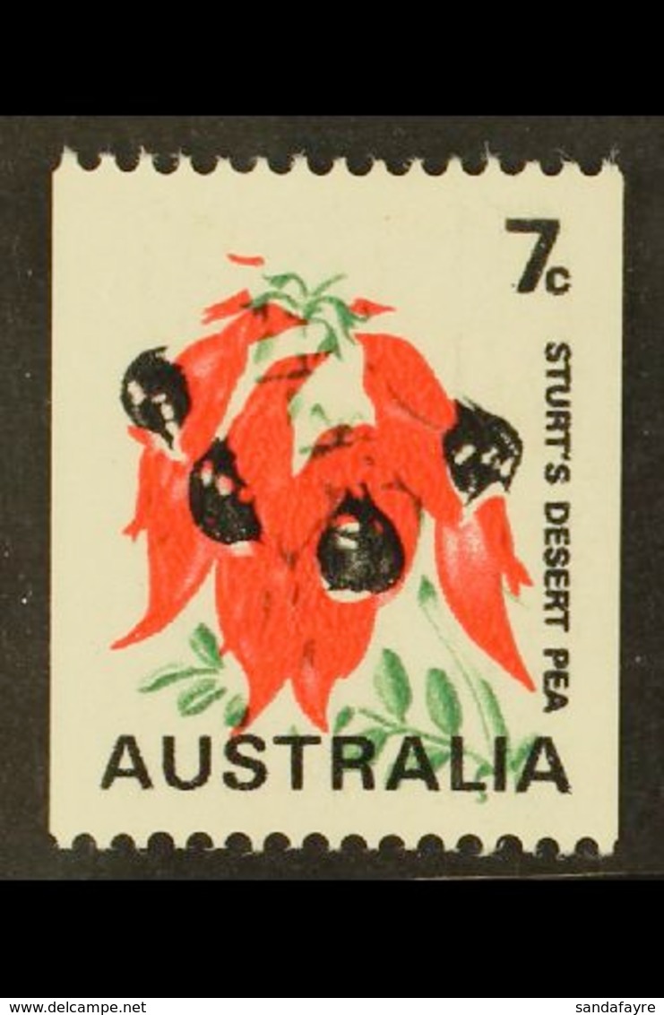 1972 7c Multicoloured "Sturts Desert Pea", Coil Stamp, Variety "buff Colour Omitted", SG 468bb, Very Fine NHM. Photo Cer - Other & Unclassified