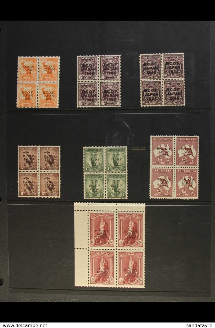 BRITISH COMMONWEALTH OCCUPATION FORCE (JAPAN) 1946-47 Complete Set, SG J1/7, In NEVER HINGED MINT BLOCKS OF FOUR. Lovely - Andere & Zonder Classificatie