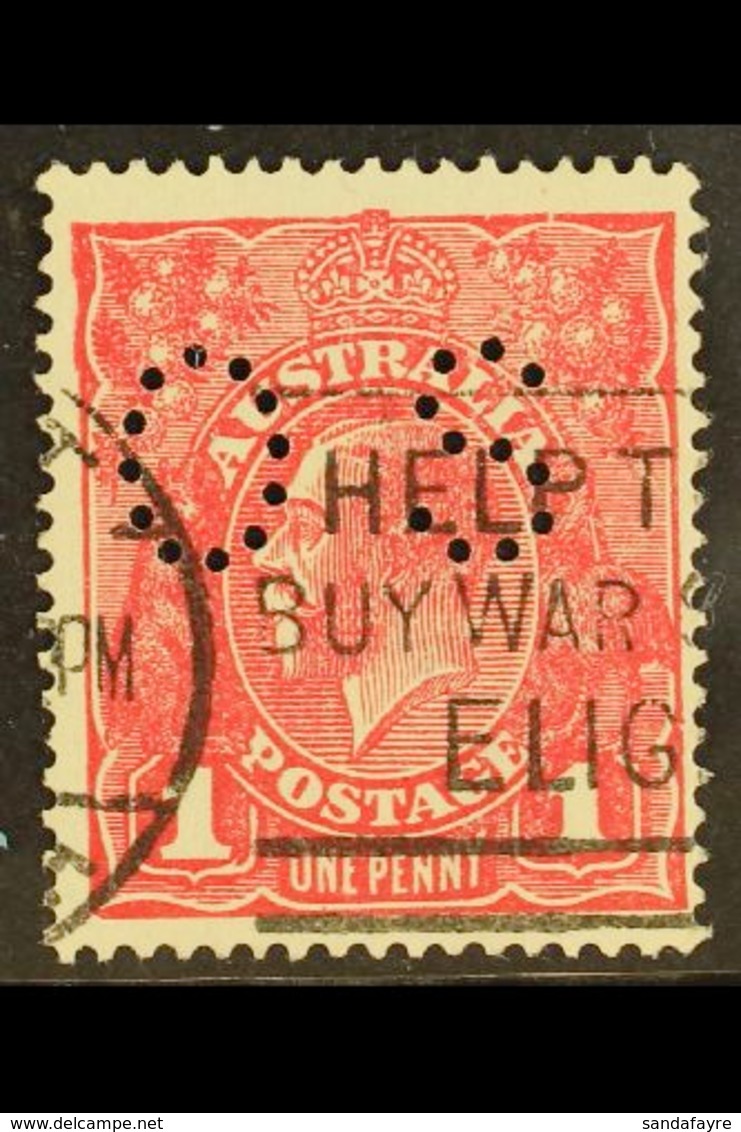 OFFICIAL 1914-21 1d Carmine-red Die II Perforated "OS" With SUBSTITUTED CLICHE Variety, As SG O39h, Fine Used, Fresh & S - Andere & Zonder Classificatie