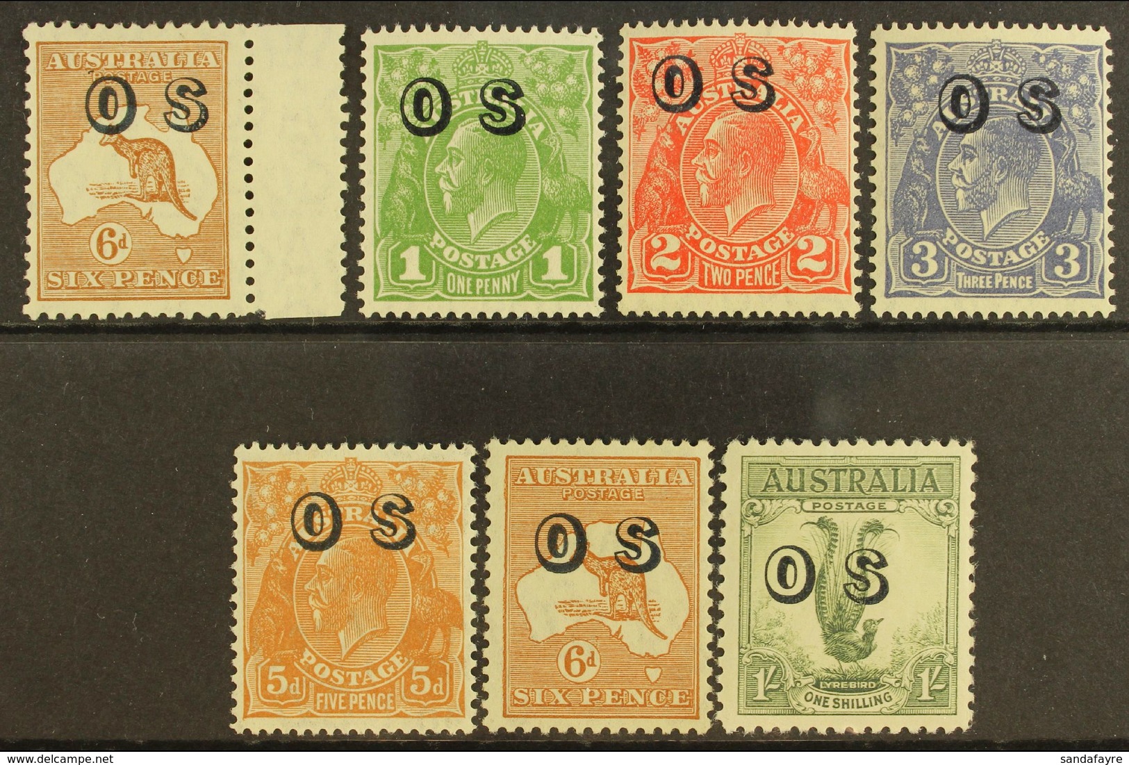 OFFICIAL 1932-33 "O S" Overprinted All Different NEVER HINGED MINT Selection Comprising (wmk 7) 6d 'Roo (SG O127); KGV 1 - Sonstige & Ohne Zuordnung