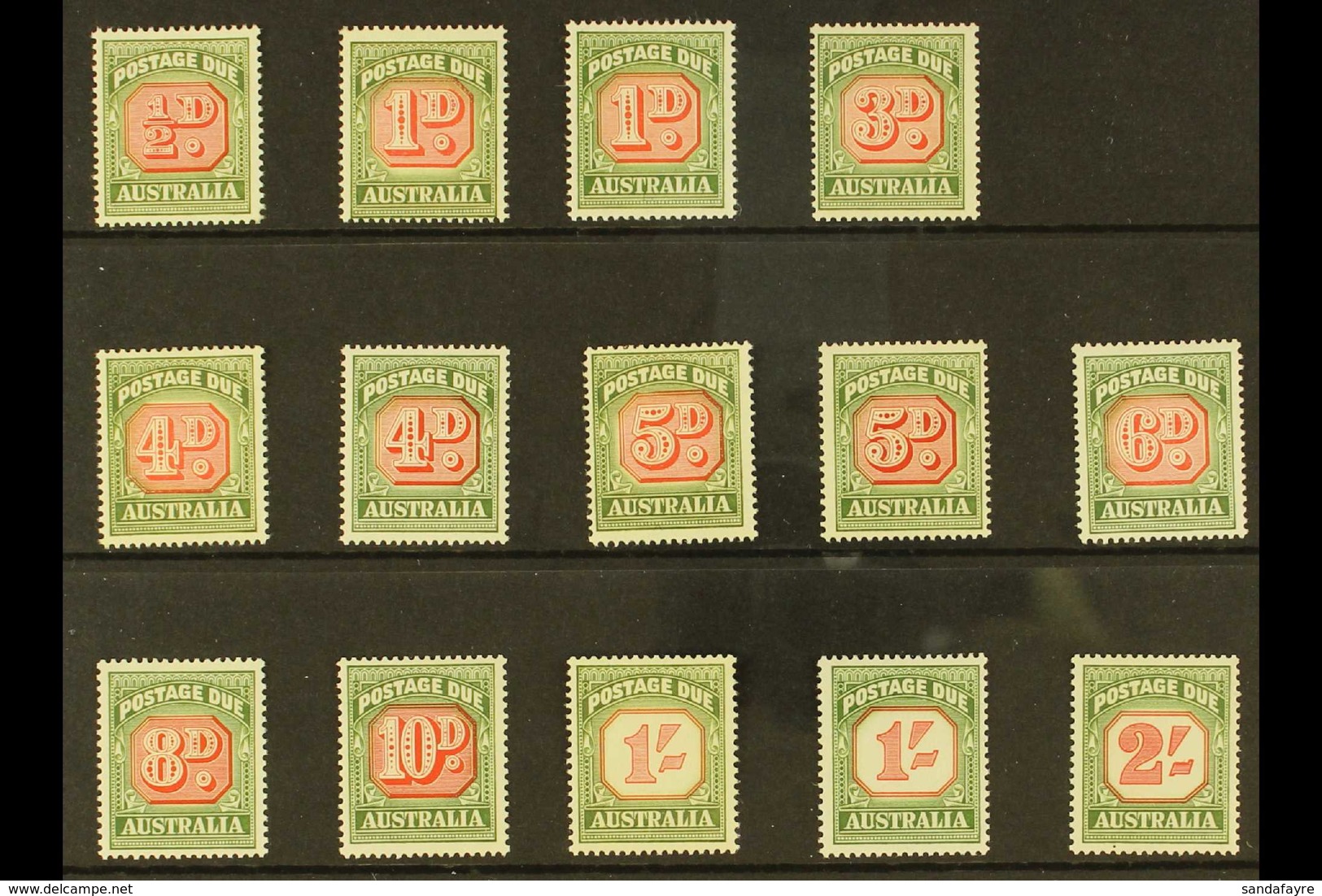 POSTAGE DUE 1958-60 Complete "Basic" Set With Most Additional Die Types, SG 132a/41, Never Hinged Mint (14 Stamps) For M - Andere & Zonder Classificatie