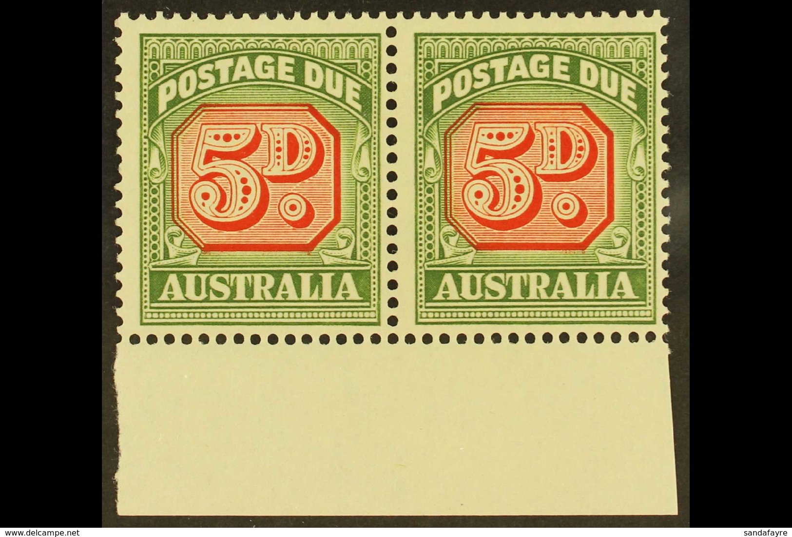 POSTAGE DUE 1958-60 5d Die II, SG 136a, Never Hinged Mint Marginal Pair (2 Stamps) For More Images, Please Visit Http:// - Sonstige & Ohne Zuordnung