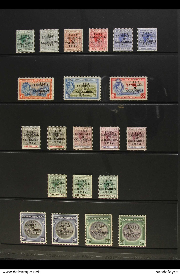 1942 "COLUMBUS" OVERPRINTS COLLECTION A Small Very Fine Mint Collection Includes Identified Listed Shades Of All Values  - Andere & Zonder Classificatie