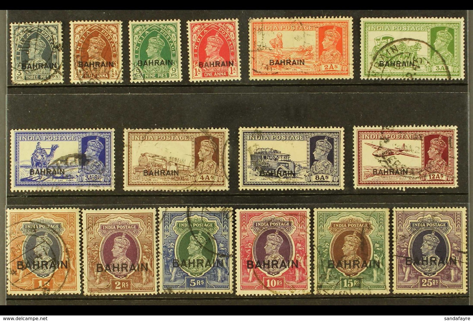 1938-41 Definitives Complete Set, SG 20/37, Good To Fine Postally Used. (16 Stamps) For More Images, Please Visit Http:/ - Bahrein (...-1965)