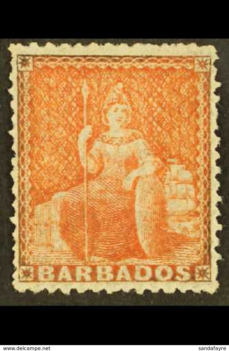 1861 4d Dull Vermilion, SG 28, Very Fine Mint No Gum. RPS Cert. For More Images, Please Visit Http://www.sandafayre.com/ - Barbados (...-1966)