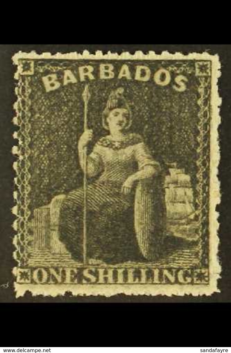 1861-70 1s Back Britannia, SG 35, Superb Never Hinged Mint. For More Images, Please Visit Http://www.sandafayre.com/item - Barbados (...-1966)