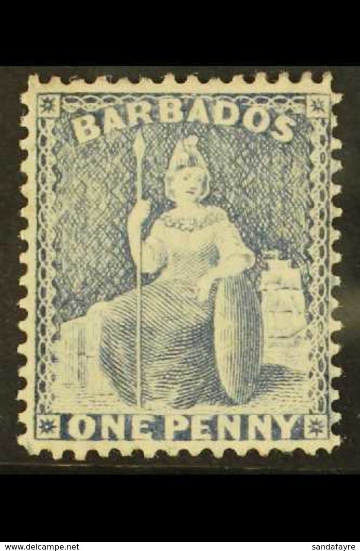 1875-81 1d Grey-blue Britannia, Watermark Reversed, SG 74x, Fine Mint. For More Images, Please Visit Http://www.sandafay - Barbados (...-1966)