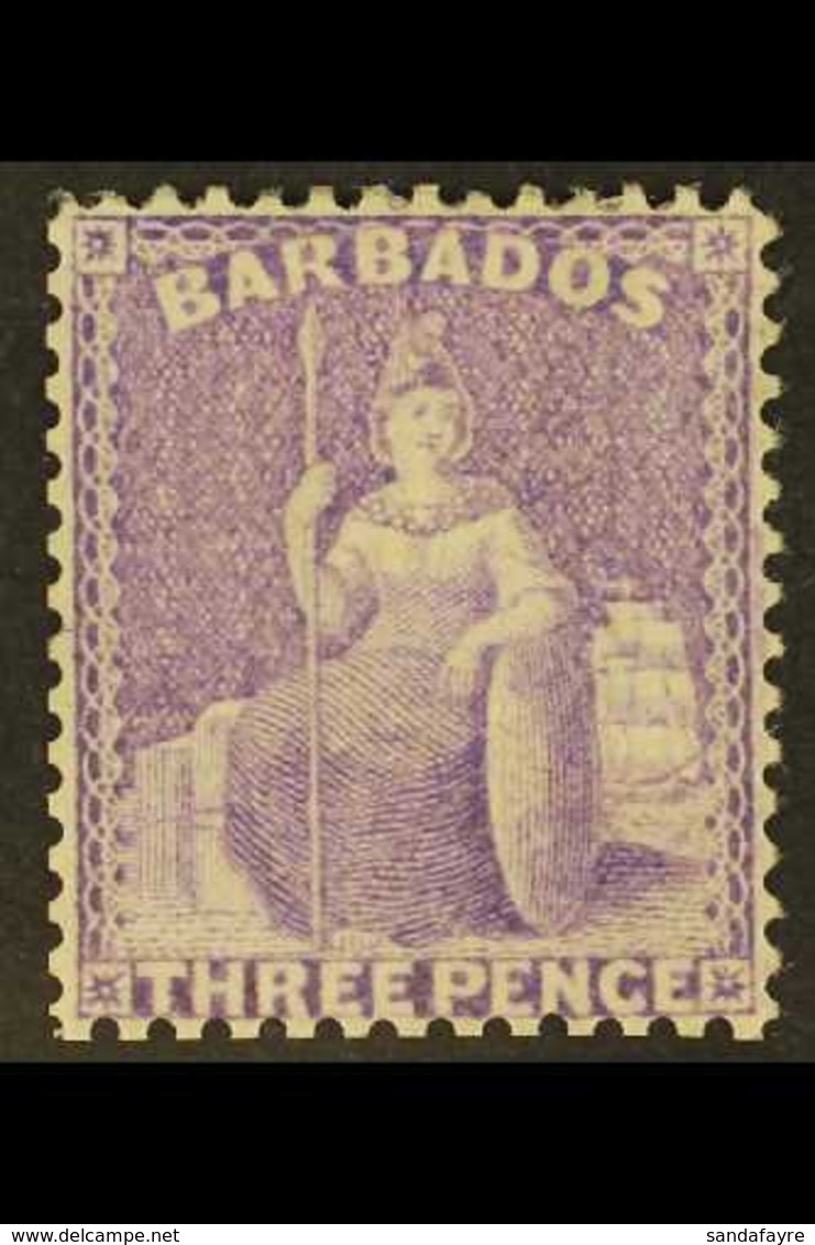 1875-81 3d Mauve-lilac Britannia, SG 75, Mint With Good Colour And Large Part Gum. For More Images, Please Visit Http:// - Barbados (...-1966)