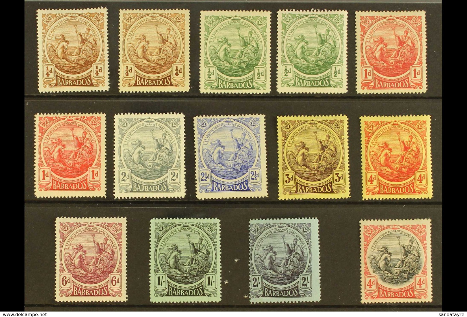 1916-20 MINT DEFINITIVE SELECTION. An ALL DIFFERENT Selection That Includes 1916-19 Set To 2s With ¼d, ½d & 1d Shades Pl - Barbados (...-1966)