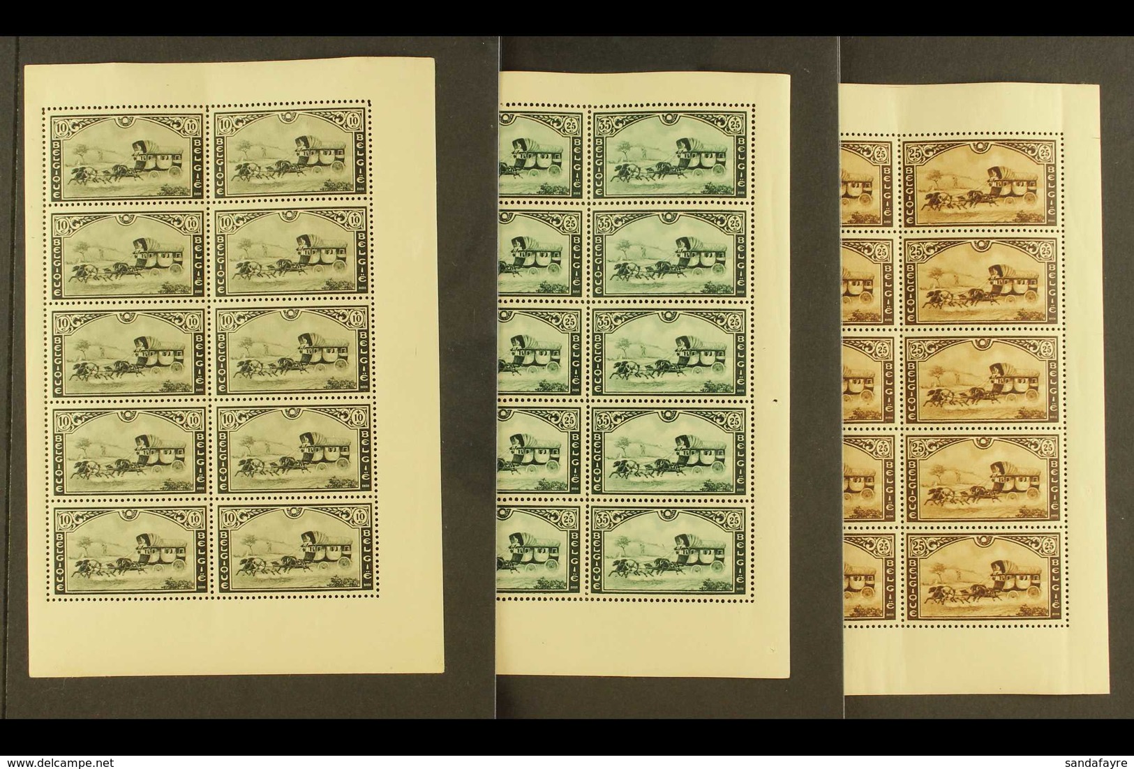 1935 Exhibition - Mail-diligence Complete Set (Michel 402/04, SG 683/85, COB 407/09), Never Hinged Mint SHEETLETS Of 10, - Andere & Zonder Classificatie