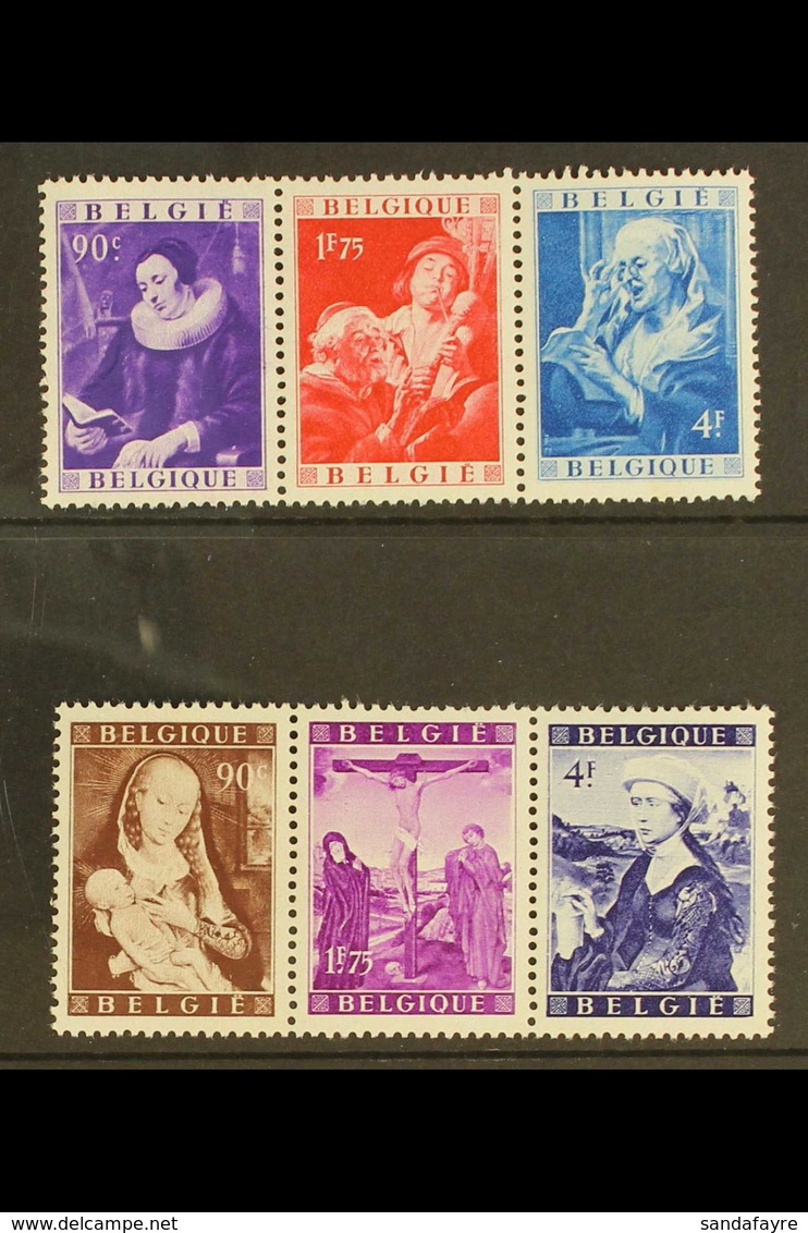 1949 Social & Cultural Funds Complete Sets As Se-tenant Strips Of 3 From Mini-sheets (Michel 835/37 & 838/40, COB 792/94 - Andere & Zonder Classificatie