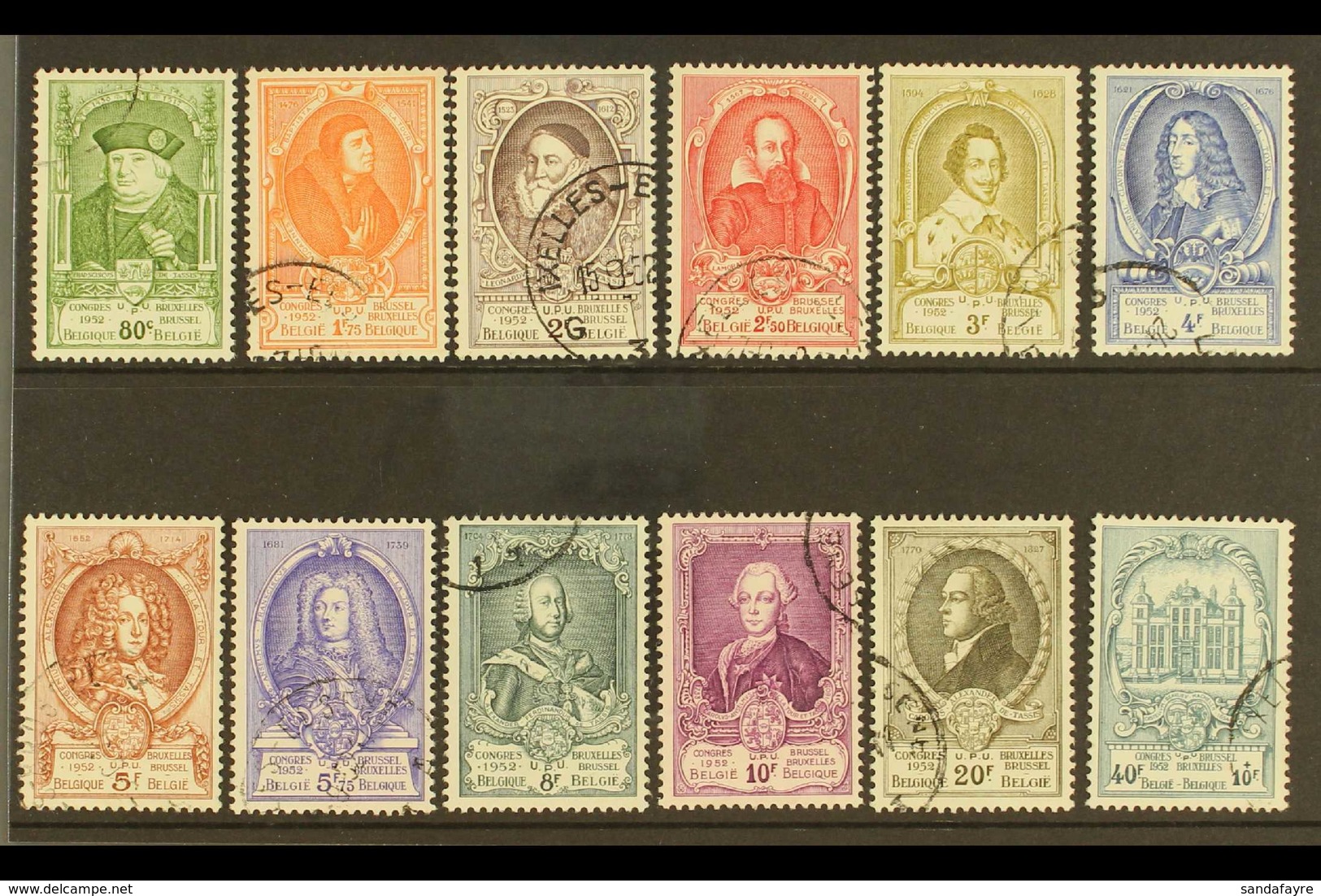 1952 Universal Postal Union Congress Complete Set (SG 1398/1409, Michel 929/40, COB 880/91), Very Fine Cds Used, Fresh.  - Andere & Zonder Classificatie