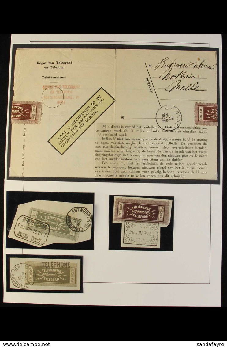 TELEGRAMS & TELEGRAM STAMPS. 1892-1934 Interesting Used Selection Presented In Mounts On Album Pages, Includes Two Teleg - Altri & Non Classificati
