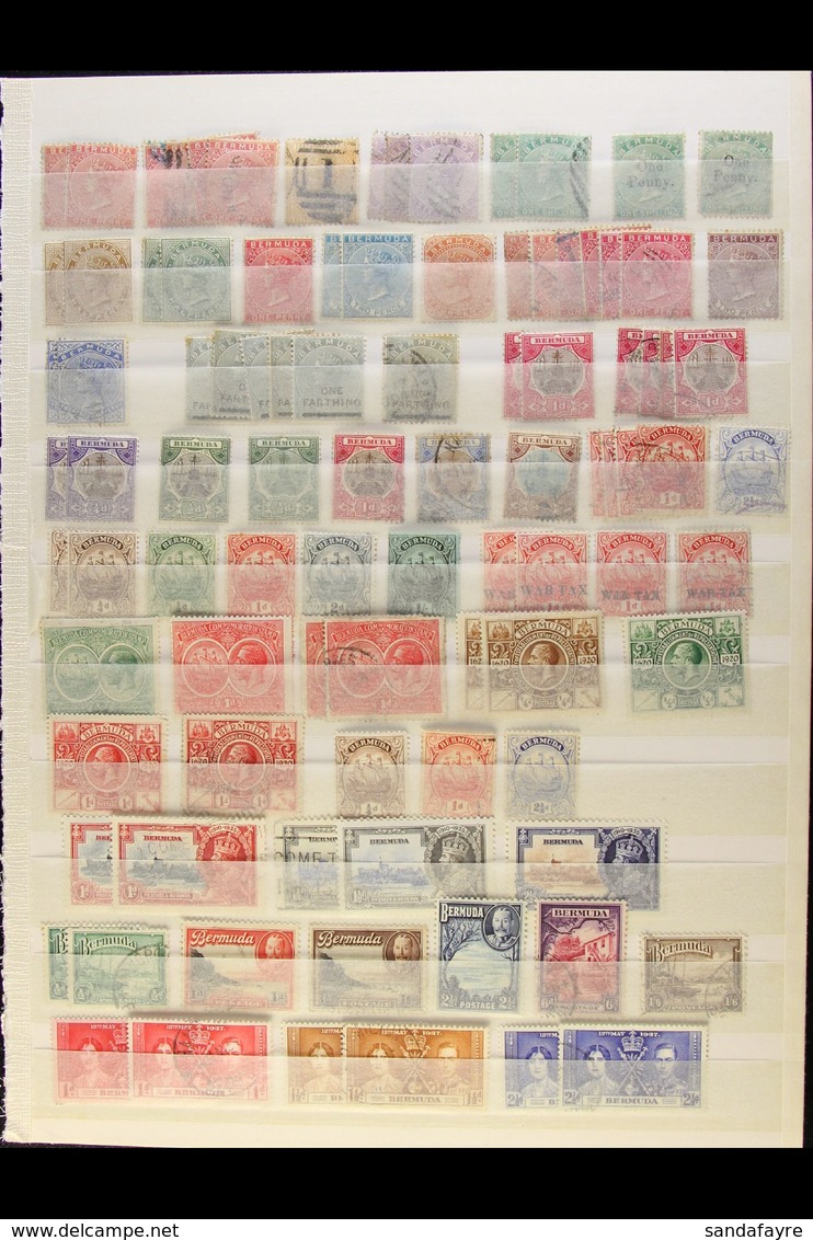 1865-1953 OLD RANGES On A Two-sided Stock Page, Mint & Used, Inc 1865-1903 To 1s (x2) Used Inc 1d (x2) Unused & 3d Used, - Bermuda