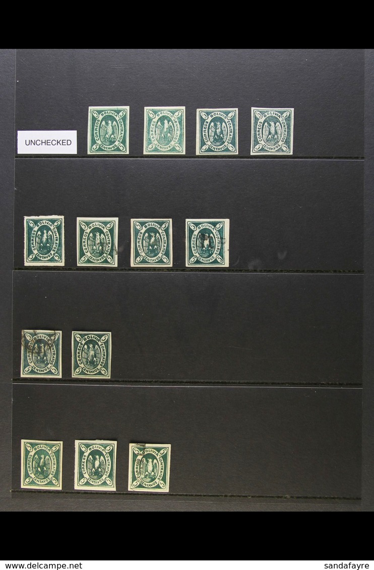 1867-68 5c Green Condor Stamps Very Fine Mint & Used, Each With 4 Large Margins And Very Attractive (13 Stamps) For More - Bolivien