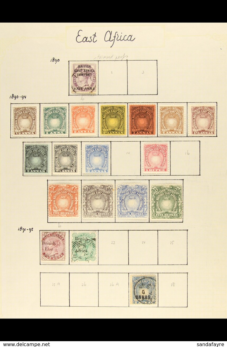 1890-1919 ALL DIFFERENT COLLECTION On Leaves, Mint Or Used, Inc 1890 ½a On 1d (trimmed Perfs), 1890-95 Most Vals To 5r M - Brits Oost-Afrika