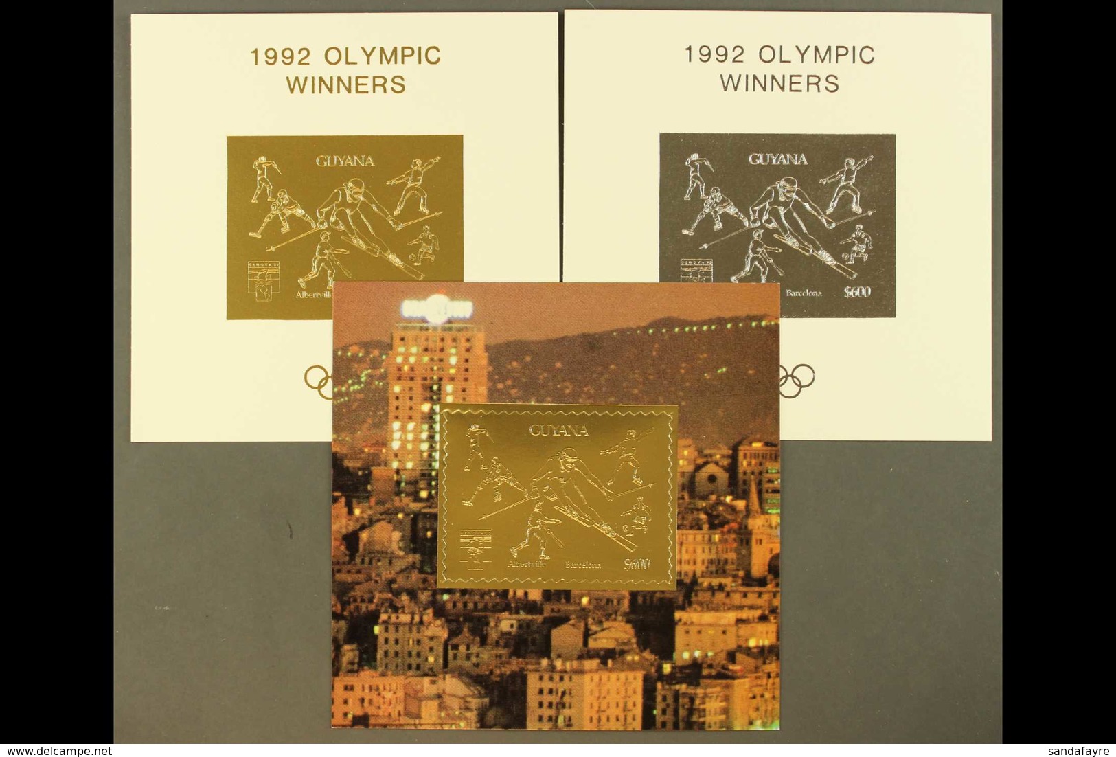 1992 "GENOVA 92" Gold And Silver Limited Edition Miniature Sheets Depicting Events From Albertville And Barcelona Olympi - Guiana (1966-...)