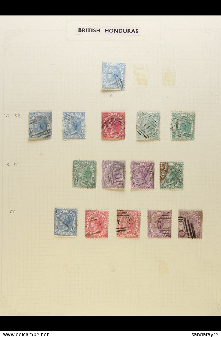 1865-1951 FINE USED COLLECTION On Leaves, Inc 1865 1d, 1872-79 Perf 12½ 1d (x2), 6d & 1s (x2) And Perf 14 To 1s (x2) Sha - Honduras Britannico (...-1970)