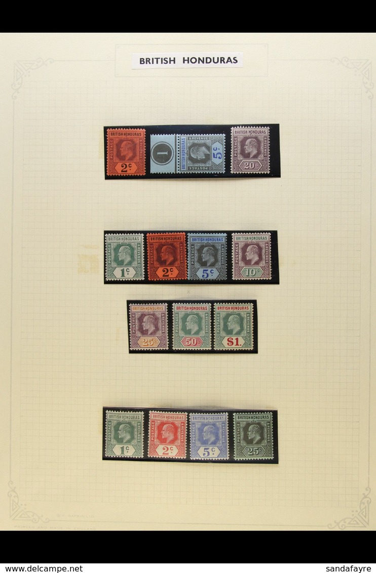 1902-1951 COMPREHENSIVE FINE MINT COLLECTION In Hingeless Mounts On Leaves, ALL DIFFERENT, Inc 1902-04 Set (ex 1c), 1904 - Britisch-Honduras (...-1970)