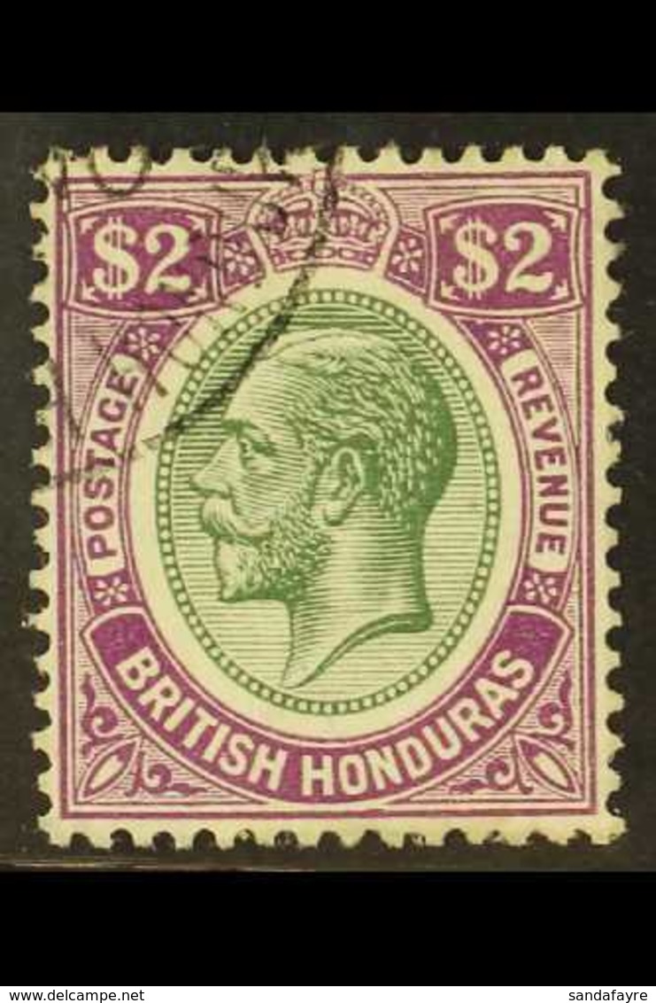 1922-33 $2 Yellow Green & Bright Purple, SG 137, Fine Cds Used For More Images, Please Visit Http://www.sandafayre.com/i - British Honduras (...-1970)